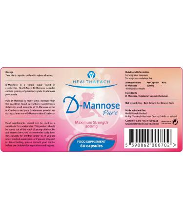 Healthreach D-Mannose 60 Capsules Dietary Supplement - Buy Online on GoSupps.com