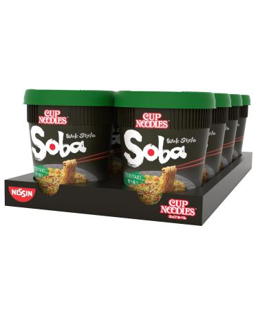 Nissin Cup Noodles Soba Cup-Teriyaki 8 Pack Wok Style Instant-noodle Japanese kind with teriyaki sauce and vegetables quickly prepared in the cup eating asian (8 x 90 g) teriyaki 90 g (8 Pack)