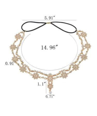 FXmimior Bohemian Crystal Head Chain | Bridal Wedding Hair Jewelry (Gold) - Buy Online on GoSupps.com