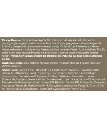 Prosan Eye Support High-Dose Vitamin A B2 Omega-3 DHA & Zinc for Optimal Eye Health | Lutein & Zeaxanthin Capsules for Normal Eyesight - Buy Online on GoSupps.com