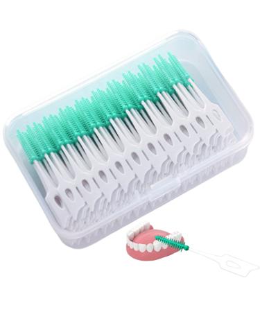160 pieces of silicone interdental brushes soft elastic interdental brushes one-way tooth-marching sticks with a double use portable silicone tooth silk massage of the gums (green)
