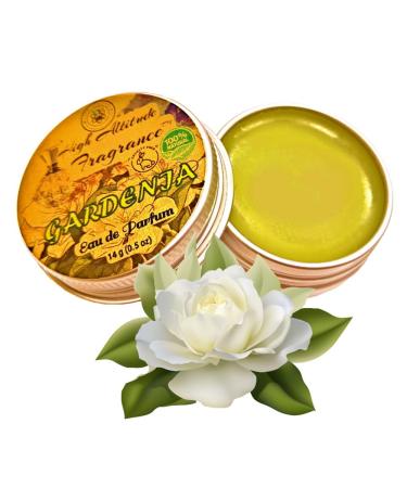 GARDENIA Perfume - Eau de Parfum - Solid Balm - Natural Essential Oils Aromatherapy Fragrance- (Gardenia Grandiflora Frangipani Jasmine Lily Champaca) Travel Party Gifts-0.5oz