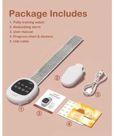 GROWNSY 2-in-1 Wireless Bedwetting Alarm & Potty Watch | Rechargeable with Music & Vibration | Effective Solution for Kids & Elderly - Buy Online on GoSupps.com