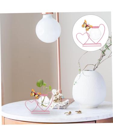 Zerodeko Wrought Iron Hydroponic Flower Pot Plein Air Frames Freesia Greenery Wall Vases for Flowers Green Plant Pot Cactus Plant Terrarium Glass Desktop Office Decorations Pink Pink 20.5X8CM - Buy Online on GoSupps.com