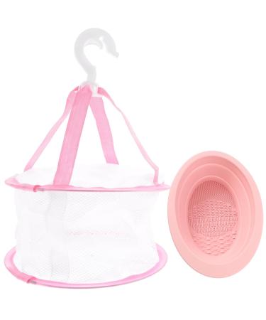 OSALADI Make Up 1 Set Makeup Brush Cleaner Hanging Drying Net Silicone Makeup Sponge Brush Cleaner Drying Washing Basket for Makeup Brush Powder Puff Cleaning