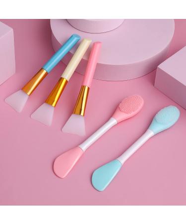 Molain Mask Brush Silicone Applicator Set - 5 Multi-colored Facial Brushes for DIY Mud, Body Lotion, Esthetician Face Care, Makeup & Skincare - Professional Fan Spatula Tool - Buy Online on GoSupps.com