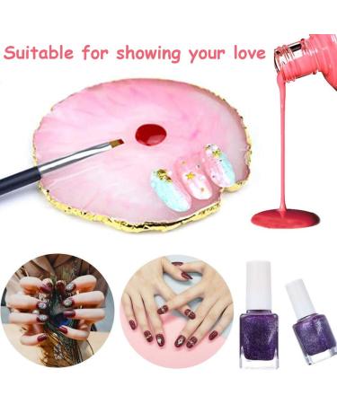 Harz Nail Art Palette - 2-Piece Gel Polish Holder & Color Mixing Plate with Gold Rim for DIY Nail Designs - Buy Online on GoSupps.com