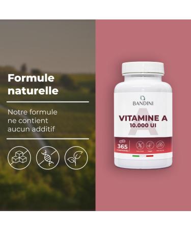 Bandini Vitamine A 10.000 I.U. (3000 g) 365 Micro Comprim s (+1 an) Ac tate de r tinyle hautement dos 1 Comprim /3 Jours Pour Yeux Peau Syst me immunitaire Alternative aux gouttes et g lules - Buy Online on GoSupps.com