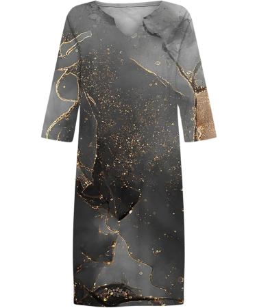 Women's Summer Wrap Maxi Dress Casual Striped V-Neck Short Sleeve Flowy Swing Smocked Beach Long Dresses 2570-zayeh-grey-3 M - Buy Online on GoSupps.com