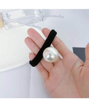 Yheakne Vintage Pearl Hair Tie - Black Elastic Hair Rope Ponytail Holder for Women and Girls - Buy Online on GoSupps.com