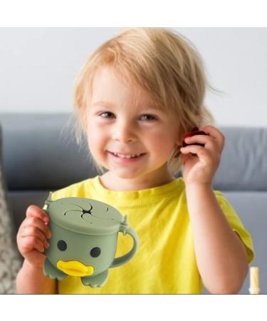 Qshare Silicone Baby Snack Cup - Non Spill Toddler Snack Catcher with Lid for Finger Food - Sage Green, BPA Free & Portable - Buy Online on GoSupps.com