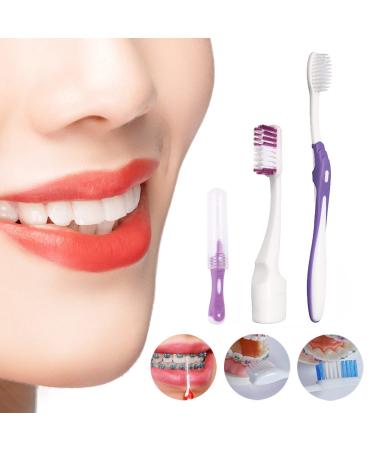 Braces Cleaning Kit - Portable Orthodontic Toothbrush & Oral Care Travel Kit - Purple - Buy Online on GoSupps.com