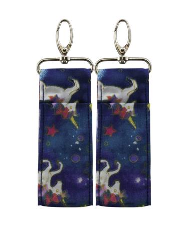 Birdz 2 UNICORN Patterned Material Lip Balm Holsters Lipstick Holders With Metal Clip