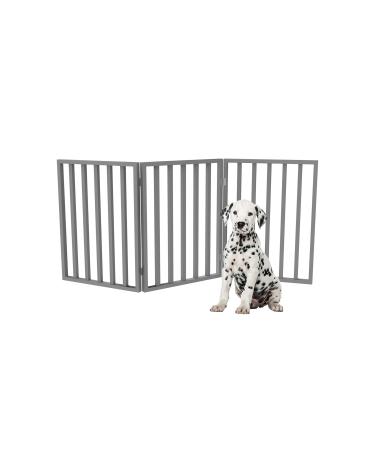 Pet Gate Collection  Dog Gate for Doorways, Stairs or House  Freestanding, Folding, Accordion Style, Wooden Indoor Dog Fence by Petmaker (72x32, White) Modern 3 Panel Gray