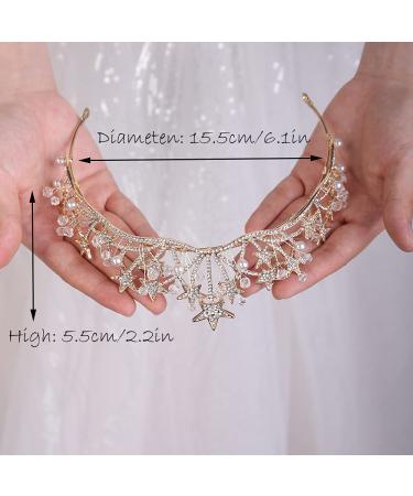 JWICOS Star Rhinestone Princess Crown Gold for Women & Girls | Wedding Bridal Party Accessory - Buy Online on GoSupps.com