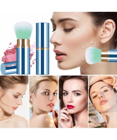 Retractable Telescopic Face Kabuki Brush - Blue | Portable Travel Makeup Brush for Powder, Foundation, Blush - Round Design - Buy Online on GoSupps.com
