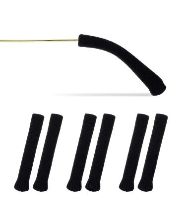 NHGAA 3 pairs of glasses ear pads soft elastic knitted cotton glasses slide stop glasses ear pillow elastic comfort glasses accessories for sunglasses glasses reading glasses (black)