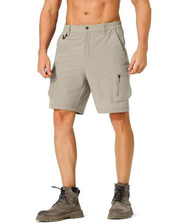 Men's Quick Dry Hiking Cargo Shorts | Lightweight Travel Shorts with Multi Pockets | Khaki X-Large - Buy Online on GoSupps.com