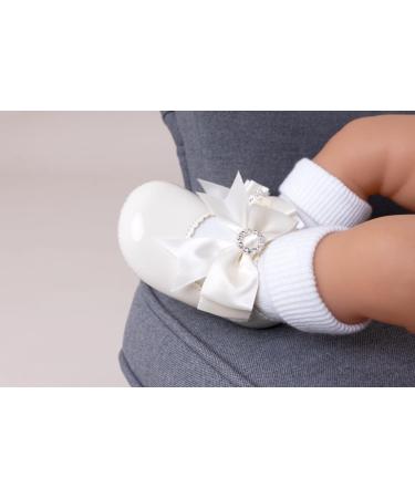 Baypods Baby Girls Soft Sole Pre Walker Shoes with Diamante Bow | Made in England | Ivory Patent | Size 1 UK Child - Buy Online on GoSupps.com