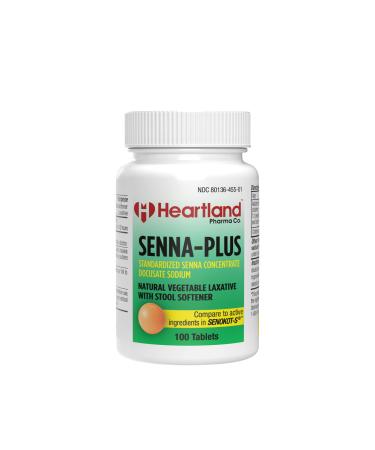 Heartland Pharma Senna Plus Stool Softener Natural Vegetable Laxative Tablet - Made in USA - (100 Count)