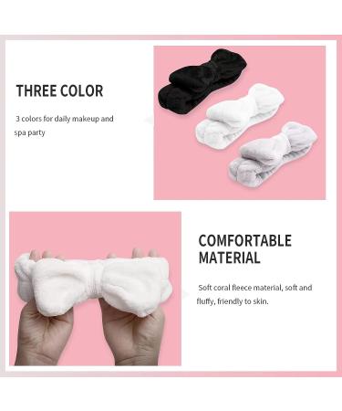 WSYUB Spa Headband Set - Bow Hair Band for Washing Face and Makeup, Fluffy & Soft Headbands for Skincare, Slumber Party Supplies - Black, White, Grey - Buy Online on GoSupps.com