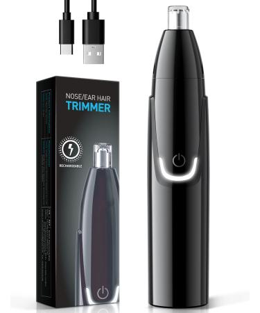 Rechargeable Nose Hair Trimmer for Men 2023 Professional Painless Ear and Eyebrow & Facial Hair Trimmer for Men Women Powerful Motor and Dual-Edge Blades for Easy Cleansing IPX7 Waterproof Black Dark Black