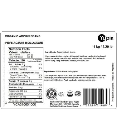 Yupik Organic Adzuki Beans Non-GMO Vegan Gluten-Free Pulses 1Kg 1 kg (Pack of 1) - Buy Online on GoSupps.com