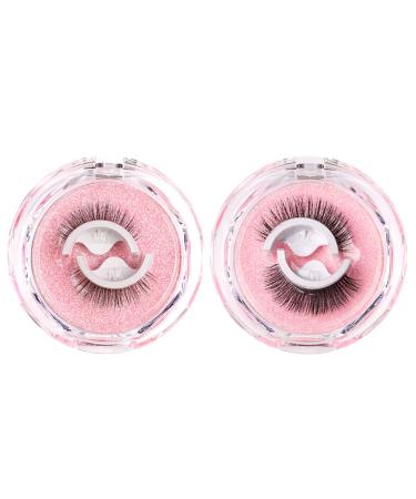 2 Pairs Reusable Adhesive Eyelashes No Glue Eyelashes Natural Look False Eyelashes Self Adhesive Strip Eyelashes with Storage Boxes