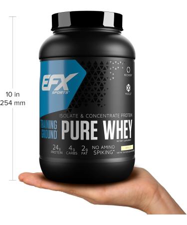 EFX Sports Training Ground Pure Whey Protein Powder - Fast Digesting Isolate & Concentrate for Muscle Growth & Recovery | 24g Protein per Serving | 32 Servings (Vanilla) - Buy Internationally - Buy Online on GoSupps.com