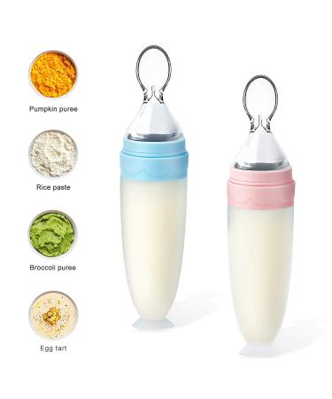 Termichy Baby Spoon Bottle Squeeze Feeder - Silicone Feeding Spoon for Baby Food - 90ml Pink Cutlery for Children (1 Pack) - Buy Online on GoSupps.com