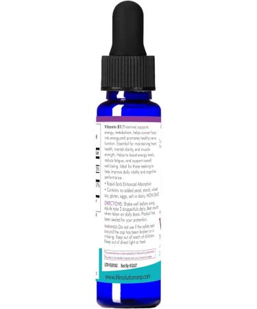 Life Solutions Vitamin B1 Dropper 2 oz - Thiamine B1 Supplement - Essential B1 Vitamins for Energy Boost and Nervous System Support - Liquid Formula for Easy Absorption - Buy Online on GoSupps.com