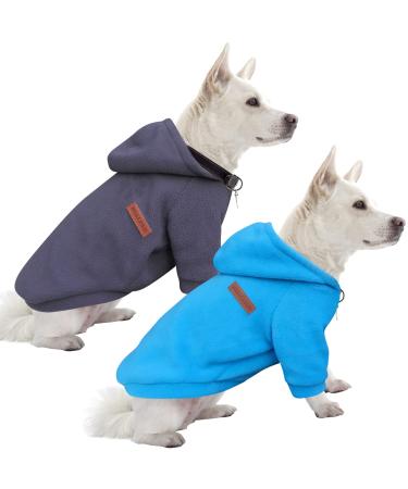 Hualisiji dogs hoodie dogs sweatshirt fleece sweater dog chihuahua sweater warm and light with a soft texture easy to wear and light colors (s blue+gray) S 2PCs blue+gray