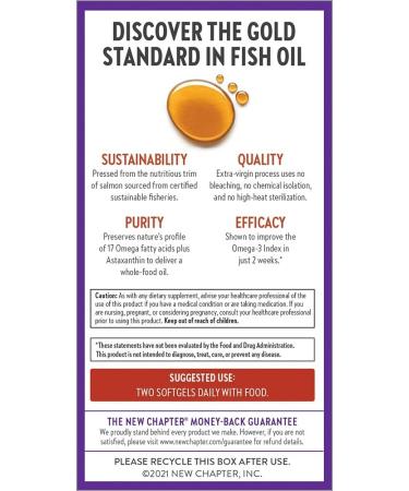 Buy New Chapter Wholemega Fish Oil Supplement - 60 Capsules | Omega-3 Benefits - Buy Online on GoSupps.com