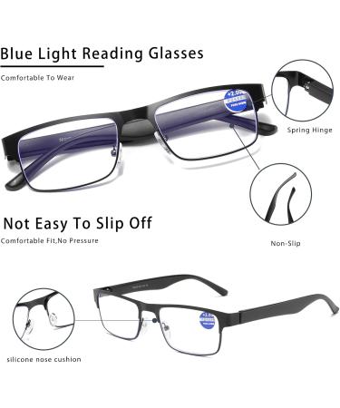 3-Pack Men's Reading Glasses - Blue Light Blocking Stylish Metal Frames Anti-Glare Filter - Lightweight +1.0 Diopters - Buy Online on GoSupps.com