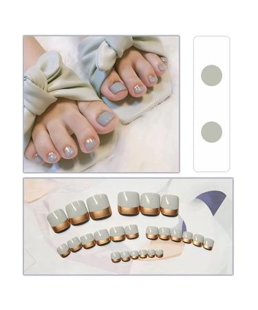 luchike 24pcs False Toenails French Artificial Toe Nails Glossy Press On Toenails DIY Manicure Decoration for Ladies Girls F006 Style F