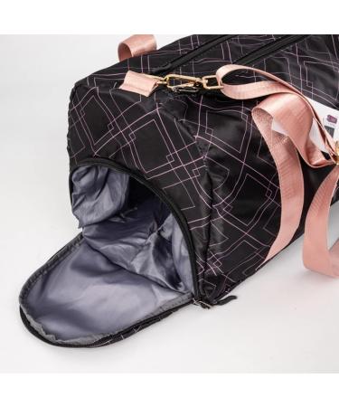 Women's Gym Bag with Shoe Compartment & Wet Pocket | Durable Lightweight Duffle Bag with Motivational Quote | Perfect for Exercise & Overnight Trips | Rose/Black Diamond Design - Buy Online on GoSupps.com