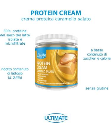 Ultimate Italia - 30% spreadable protein cream without sugar - 250g - salted caramel taste - low calories gluten free with vitamins - Buy Online on GoSupps.com