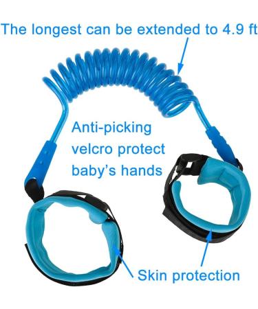 MOTTDAM 2 Pcs Anti Lost Wristband 1.5M Baby Safety Wrist Link Belt Walking Hand Belt Strap Leash Wire Rope for Child Toddler Kids Blue + Pink - Buy Online on GoSupps.com