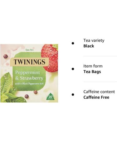 Twinings Peppermint and Strawberry Herbal Tea Bags 20 Tea bags PEPPERMINT/STRAWBERRY Single - Buy Online on GoSupps.com