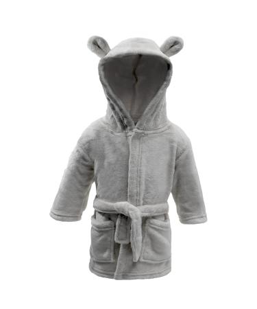 Soft Touch Plain Hooded Robe with Cute Ears for Infants Aged 6-12 Months (Grey)