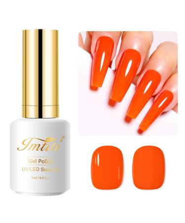 Imtiti Orange Gel Nail Polish 15ML Bright Orange Gel Polish Autumn Winter Gel Nail Polish Soak Off LED UV Nail Gel Polish DIY Nail Art Starter Manicure Salon Gel Nail Kit