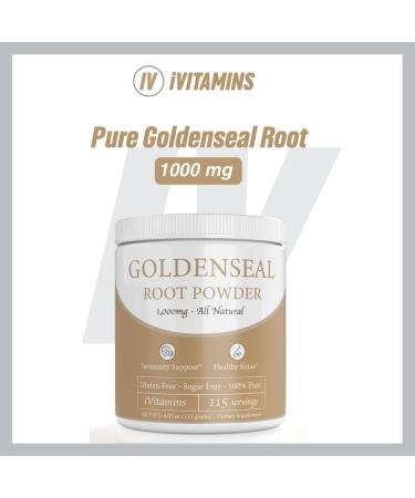 iVitamins Golden Seal Powder - Golden Seal Powder for Sinus - Goldenseal - Echinacea Goldenseal - Goldenseal Root - Golden Seal - Goldenseal Root Powder Organic - 1 000mg per Serving - 115 Servings - Buy Online on GoSupps.com