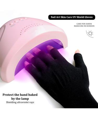 QIENBABO UV Gloves for Gel Nails Anti UV Protection Gloves for Manicures Fingerless Moisturising Gloves for Skin Care UV Protection Gel Nail Lamp Protect Hands from UV Harm - Buy Online on GoSupps.com