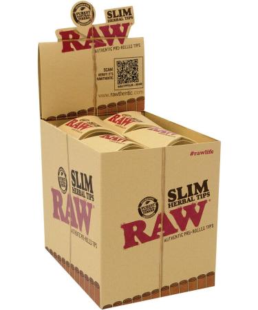 RAW Slim Pre-Rolled Tips - Full Box of 20 packs - 21 tips per pack