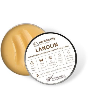Pure New Zealand Lanolin EP Grade Nipple Cream for Breastfeeding Pain and Fast Relief for General Dry Skin Conditions All Natural No Artificial Fragrance Rich in Vitamin D3 (200g)