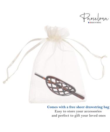Parcelona French Criss Cross Tortoise Shell Brown Cellulose Acetate Chignon Bun Cover - Made in France Ponytail Holder Hair Pin for Women - Buy Online on GoSupps.com