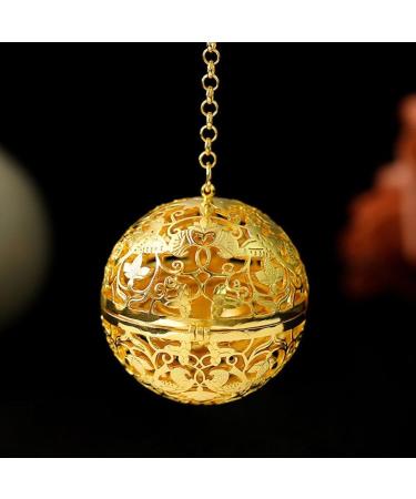 Vintage Cage Locket Pendant | Brass Hollow Round Aromatherapy Essential Oil Diffuser Charm for DIY Jewelry Making - Golden - Buy Online on GoSupps.com