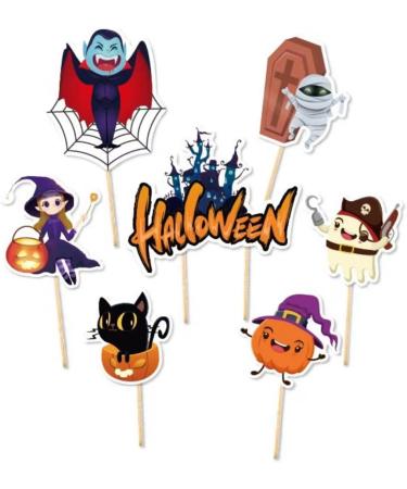 Halloween Cupcake Toppers Zombie Pumpkin Black Cat Witch Castle Cake Halloween Set | Paper Cards Toppers for Party Favors Zorq - Buy Online on GoSupps.com