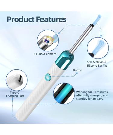 Ear Wax Removal Tool with Camera & Light - 8 Pcs Cleaner Kit for iPhone, iPad, Android - White - Buy Online on GoSupps.com