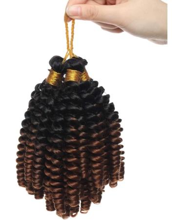 6" Crochet Braiding Hair Extensions Synthetic Twist Two Ombre Short Marley Bob Deep Wavy Curly Hairpieces For Women - Black to Red Brown - Buy Online on GoSupps.com